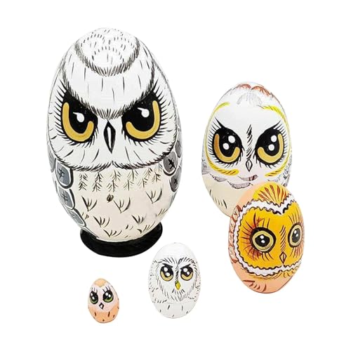 Eulen-Nistei, Matroschkas aus , Eulen-Set, Tier-Nistpuppen, mit hochwertigem , handbemalte Details und vielseitig, 12 x 6,8 cm, für Wohnzimmer, Schlafzimmer von Filvczt