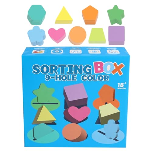 Filvczt Farben Sortierspiel Für Kleinkinder | 9-Fach Steckspiel Holz Formen & Farben Sortierspiel - Interaktives Lernspielzeug Zur Frühförderung Für Kindergarten Und Vorschule von Filvczt