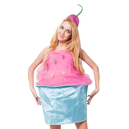 Filvczt Frauen Cupcake -Kostüm Mit Passenden Hut, 49x98cm, Cupcake -Kostüm, Cosplay -Party -Outfit, Komfortables Und Ärmelloses Leichter Stoff, Für Erwachsene, Urlaub, Bühnenshow, Theater Filvczt Frauen Cupcake -Kostüm Mit Passenden Hut, 49x98cm, Cupcake -Kostüm, Cosplay -Party -Outfit, Komfortables Und Ärmelloses Leichter Stoff, Für Erwachsene, Urlaub, Bühnenshow, Theater von Filvczt