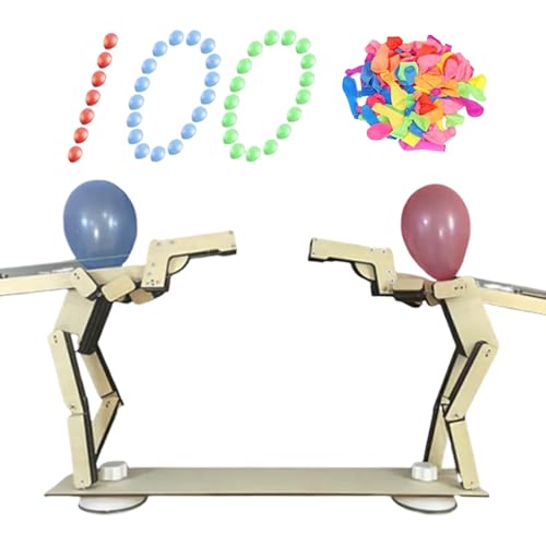 Filvczt Headshot Woodbots, EIN Ballonspiel, Ballon Bambus Mann Kampf Mit Handgefertigtem Holzdesign Und Interaktivem Spaß, 20 X 10 X 13 cm, Für 2 Spieler, Wohnzimmer von Filvczt