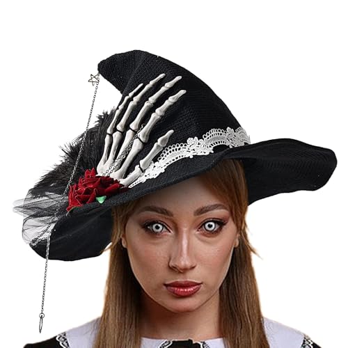 Filvczt Hexenhut für Erwachsene, Halloween Spitzkappe, Frauenschädel Hand Hexenhüte, Hexenhut Frauen, Damen Hexenhut, einfach zu bedienen, tragbar für Halloween-Party und Maskerade Cosplay Kostüm Filvczt Hexenhut für Erwachsene, Halloween Spitzkappe, Frauenschädel Hand Hexenhüte, Hexenhut Frauen, Damen Hexenhut, einfach zu bedienen, tragbar für Halloween-Party und Maskerade Cosplay Kostüm von Filvczt