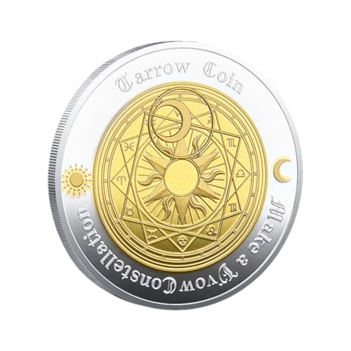 Filvczt Tarotmünze, wünsche goldplattierte Silberne Sonne, Wunschmünze, rostfeste, auffällig, 30 x 2 mm für Erwachsene, Männer, Frauen Filvczt Tarotmünze, wünsche goldplattierte Silberne Sonne, Wunschmünze, rostfeste, auffällig, 30 x 2 mm für Erwachsene, Männer, Frauen von Filvczt
