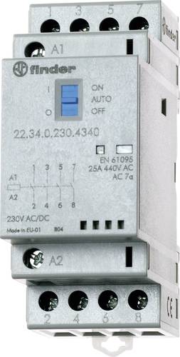 Finder 22.34.0.024.4720 Schütz 3 Schließer, 1 Öffner 24 V/DC, 24 V/AC 25A 1St. von Finder