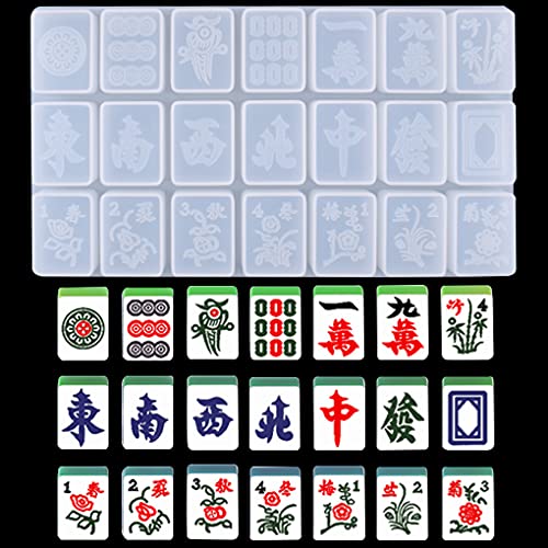 FineInno Domino Silikonformen Epoxidharz Chinesische Mahjong Tiles Harz Formen Dominoes Gießformen mit 21 Hohlräumen für DIY Personalized Domino, 13 Orphans Mahjong von FineInno