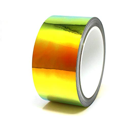 10 Meter Flip Flop Chrom Zierstreifen Basteln Effektfolie Hologramm Chameleon Auto Motorrad Modellbau Klebestreifen (FF3 Grün/Orange, 50mm Breite) von Finest Folia