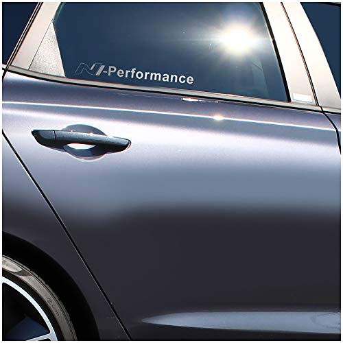 2er Set Aufkleber Logo N Performance Autoaufkleber Sticker Selbstklebend Waschstraßenfest Dekor Autoscheibe Seitlich Tuning Zubehör K092 (Silber Metallic, N Performance Outline) von Finest Folia