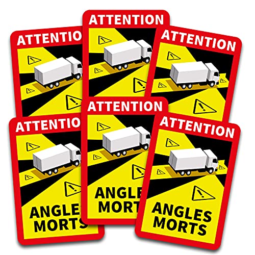 Attention Angles Morts Aufkleber je 25x17cm für Fahrzeuge Pflicht ab 3,5 t in Frankreich Warnung Toter Winkel Sticker selbstklebend uv beständig wetterfest R143 (LKW, 6 Stück) von Finest Folia