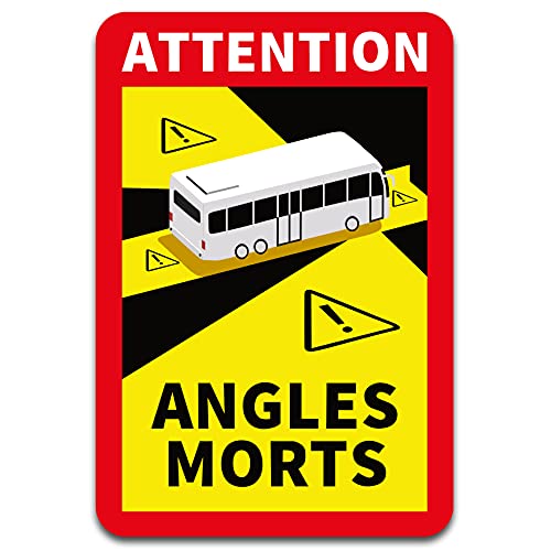 Attention Angles Morts Aufkleber je 25x17cm für Fahrzeuge Pflicht ab 3,5 t in Frankreich Warnung Toter Winkel Sticker selbstklebend uv beständig wetterfest R144 (Bus, 1 Stück) von Finest Folia