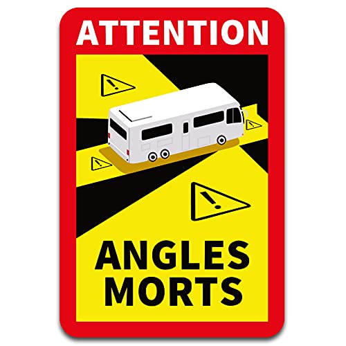 Attention Angles Morts Aufkleber je 25x17cm für Fahrzeuge Pflicht ab 3,5 t in Frankreich Warnung Toter Winkel Sticker selbstklebend uv beständig wetterfest R145 (Wohnmobil, 1 Stück) von Finest Folia