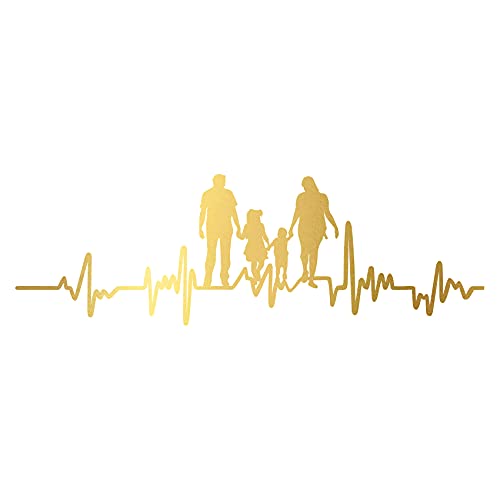 Aufkleber Herzschlag Tiere Breite 27cm Lifeline Heartbeat Deko Sticker Selbstklebend für Auto Kühlschrank Laptop Autoaufkleber K150 (Gold, 07 Familie) von Finest Folia
