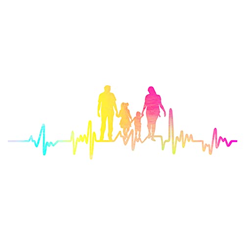 Aufkleber Herzschlag Tiere Breite 27cm Lifeline Heartbeat Deko Sticker Selbstklebend für Auto Kühlschrank Laptop Autoaufkleber K150 (Hologramm, 07 Familie) von Finest Folia