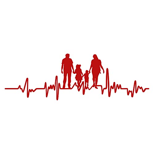 Aufkleber Herzschlag Tiere Breite 27cm Lifeline Heartbeat Deko Sticker Selbstklebend für Auto Kühlschrank Laptop Autoaufkleber K150 (Karminrot, 07 Familie) von Finest Folia