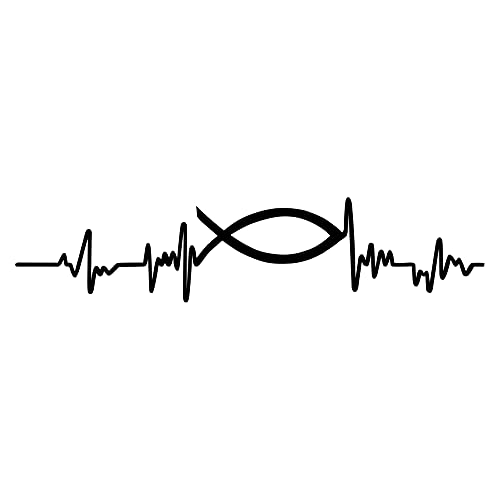 Aufkleber Herzschlag Tiere Breite 27cm Lifeline Heartbeat Deko Sticker Selbstklebend für Auto Kühlschrank Laptop Autoaufkleber K150 (Schwarz Glanz, 09 Fisch) von Finest Folia