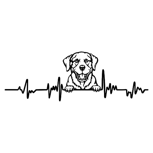 Aufkleber Herzschlag Tiere Breite 27cm Lifeline Heartbeat Deko Sticker Selbstklebend für Auto Kühlschrank Laptop Autoaufkleber K150 (Schwarz Glanz, 18 Labrador) von Finest Folia