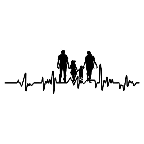 Aufkleber Herzschlag Tiere Breite 27cm Lifeline Heartbeat Deko Sticker Selbstklebend für Auto Kühlschrank Laptop Autoaufkleber K150 (Schwarz Matt, 07 Familie) von Finest Folia