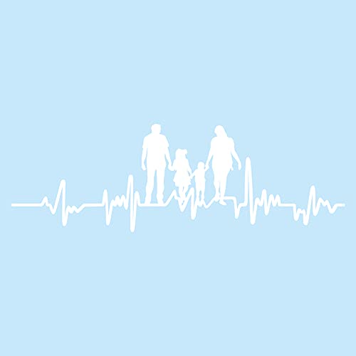 Aufkleber Herzschlag Tiere Breite 27cm Lifeline Heartbeat Deko Sticker Selbstklebend für Auto Kühlschrank Laptop Autoaufkleber K150 (Weiß Glanz, 07 Familie) von Finest Folia