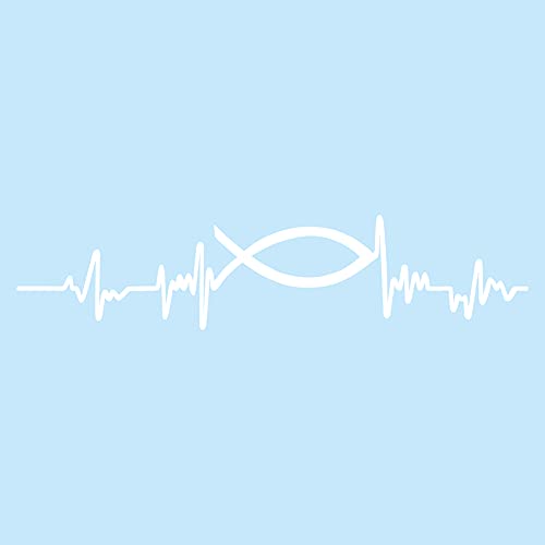 Aufkleber Herzschlag Tiere Breite 27cm Lifeline Heartbeat Deko Sticker Selbstklebend für Auto Kühlschrank Laptop Autoaufkleber K150 (Weiß Glanz, 09 Fisch) von Finest Folia