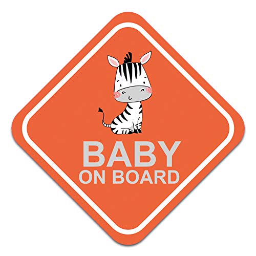 Baby on Board Aufkleber Auto 10x10cm Tier Motiv Sticker Autoaufkleber für Heckscheibe Kofferraumdeckel Kfz Zubehör Selbstklebend Wetterfest R127 (Nr. 2 Zebra) von Finest Folia