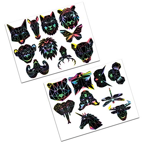 Finest Folia 19 Polygon Tier Sticker Hologramm Aufkleber Tiere Origami Design Geometrisch Selbstklebend Kunst für Auto Motorrad Laptop Kühlschrank Wand Dekor R117 (Komplett Set) von Finest Folia