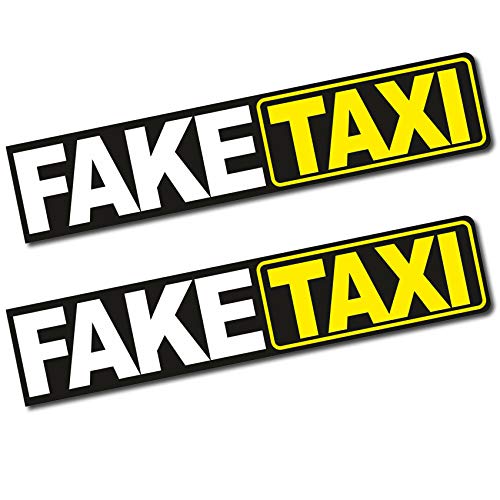 Finest Folia 2 x Aufkleber Faketaxi 13x2,7cm Funsticker Fake Taxi Driver Fun Aufkleber Hologramm Oilslick Sticker für Auto Motorrad Bus Wohnwagen Kfz Zubehör R103 (Normal) von Finest Folia