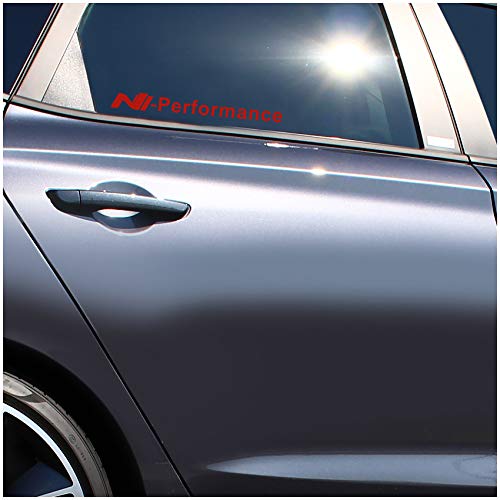 2er Set Aufkleber Logo N Performance Autoaufkleber Sticker Selbstklebend Waschstraßenfest Dekor Autoscheibe Seitlich Tuning Zubehör K091 (Rot, N Performance Full) von Finest Folia