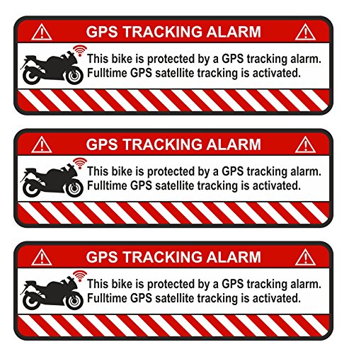Finest Folia 3X GPS Aufkleber Fahrrad Motorrad Auto Alarm Warnung Anti Diebstahl Sticker Tracker gesichert R056 (Weiß, Motorrad) von Finest Folia