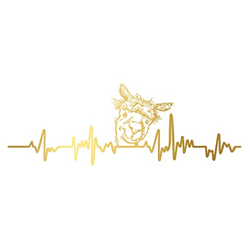 Finest Folia Aufkleber Herzschlag Tiere Breite 27cm Lifeline Heartbeat Deko Sticker Selbstklebend für Auto Kühlschrank Laptop Autoaufkleber K150 (Gold, 02 Alpaka) von Finest Folia