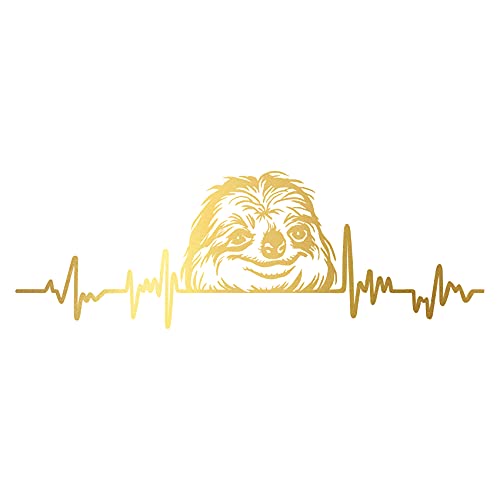 Aufkleber Herzschlag Tiere Breite 27cm Lifeline Heartbeat Deko Sticker Selbstklebend für Auto Kühlschrank Laptop Autoaufkleber K150 (Gold, 08 Faultier) von Finest Folia