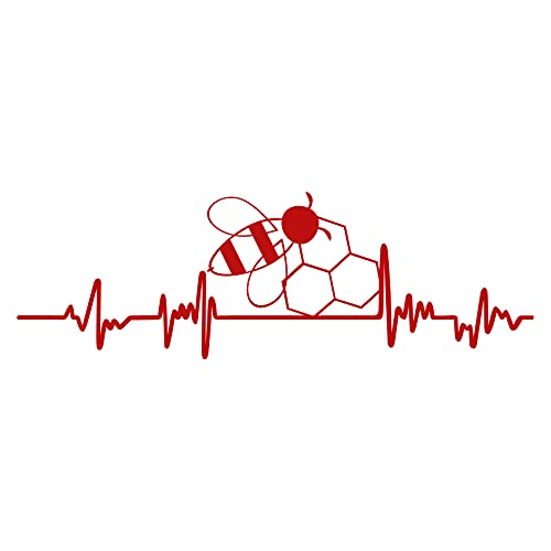 Finest Folia Aufkleber Herzschlag Tiere Breite 27cm Lifeline Heartbeat Deko Sticker Selbstklebend für Auto Kühlschrank Laptop Autoaufkleber K150 (Karminrot, 03 Biene) von Finest Folia