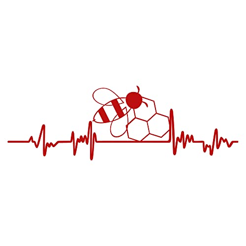 Aufkleber Herzschlag Tiere Breite 27cm Lifeline Heartbeat Deko Sticker Selbstklebend für Auto Kühlschrank Laptop Autoaufkleber K150 (Karminrot, 03 Biene) von Finest Folia