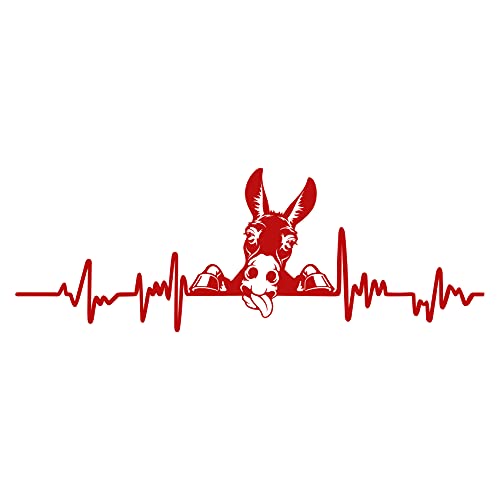 Finest Folia Aufkleber Herzschlag Tiere Breite 27cm Lifeline Heartbeat Deko Sticker Selbstklebend für Auto Kühlschrank Laptop Autoaufkleber K150 (Karminrot, 06 Esel) von Finest Folia