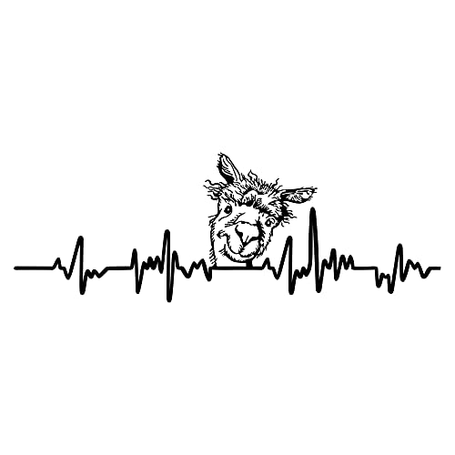 Aufkleber Herzschlag Tiere Breite 27cm Lifeline Heartbeat Deko Sticker Selbstklebend für Auto Kühlschrank Laptop Autoaufkleber K150 (Schwarz Glanz, 02 Alpaka) von Finest Folia