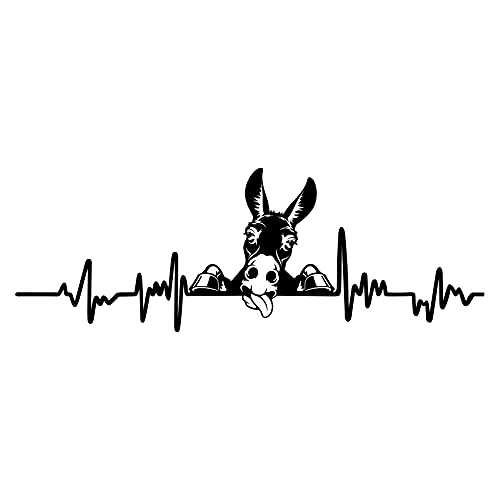 Aufkleber Herzschlag Tiere Breite 27cm Lifeline Heartbeat Deko Sticker Selbstklebend für Auto Kühlschrank Laptop Autoaufkleber K150 (Schwarz Glanz, 06 Esel) von Finest Folia