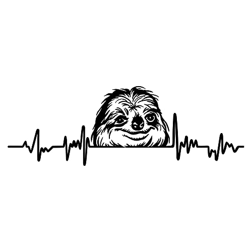 Aufkleber Herzschlag Tiere Breite 27cm Lifeline Heartbeat Deko Sticker Selbstklebend für Auto Kühlschrank Laptop Autoaufkleber K150 (Schwarz Glanz, 08 Faultier) von Finest Folia