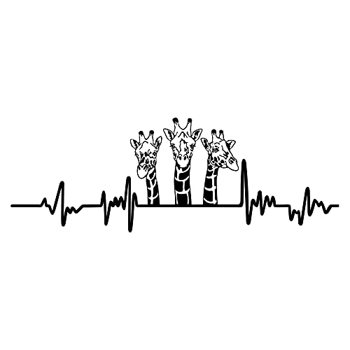 Finest Folia Aufkleber Herzschlag Tiere Breite 27cm Lifeline Heartbeat Deko Sticker Selbstklebend für Auto Kühlschrank Laptop Autoaufkleber K150 (Schwarz Glanz, 11 Giraffen) von Finest Folia
