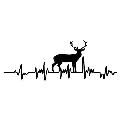 Aufkleber Herzschlag Tiere Breite 27cm Lifeline Heartbeat Deko Sticker Selbstklebend für Auto Kühlschrank Laptop Autoaufkleber K150 (Schwarz Glanz, 14 Hirsch) von Finest Folia