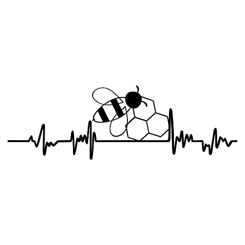 Finest Folia Aufkleber Herzschlag Tiere Breite 27cm Lifeline Heartbeat Deko Sticker Selbstklebend für Auto Kühlschrank Laptop Autoaufkleber K150 (Schwarz Matt, 03 Biene) von Finest Folia