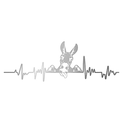 Finest Folia Aufkleber Herzschlag Tiere Breite 27cm Lifeline Heartbeat Deko Sticker Selbstklebend für Auto Kühlschrank Laptop Autoaufkleber K150 (Silber, 06 Esel) von Finest Folia