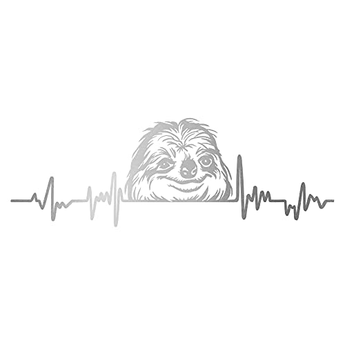 Finest Folia Aufkleber Herzschlag Tiere Breite 27cm Lifeline Heartbeat Deko Sticker Selbstklebend für Auto Kühlschrank Laptop Autoaufkleber K150 (Silber, 08 Faultier) von Finest Folia