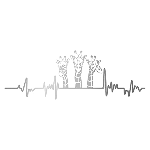 Finest Folia Aufkleber Herzschlag Tiere Breite 27cm Lifeline Heartbeat Deko Sticker Selbstklebend für Auto Kühlschrank Laptop Autoaufkleber K150 (Silber, 11 Giraffen) von Finest Folia