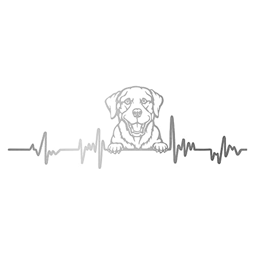 Aufkleber Herzschlag Tiere Breite 27cm Lifeline Heartbeat Deko Sticker Selbstklebend für Auto Kühlschrank Laptop Autoaufkleber K150 (Silber, 18 Labrador) von Finest Folia