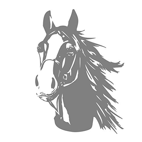 Finest Folia Aufkleber Pferd Pferdekopf Sticker für Auto Anhänger LKW Pferde Autoaufkleber Dekor Pferdemotiv Tiermotiv K039 (Mittelgrau, 30x21 cm) von Finest Folia