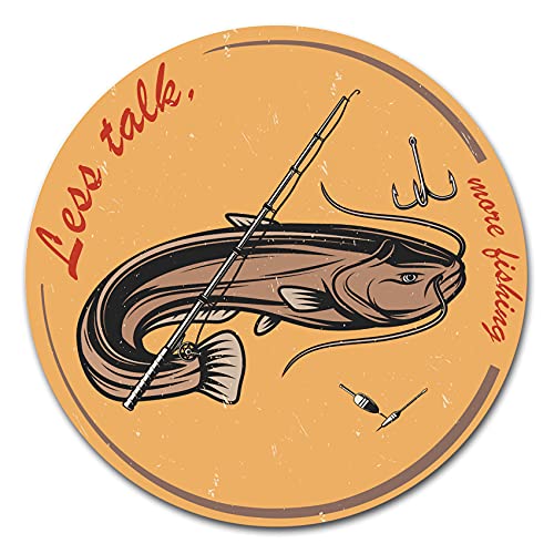 Finest Folia Fisch Aufkleber im Retro Stil 10x10cm Angeln Fischen Vintage Sticker für Auto Boot Angelkoffer Angel Zubehör wetterfest R165 (04 Wels, Less Talk) von Finest Folia
