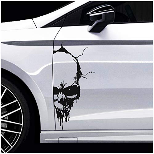 Finest Folia Skull Totenkopf Aufkleber Sticker Dekor Folie Autoaufkleber Tattoo für Auto LKW Wohnwagen K079 (Schwarz Glanz, 28x13 cm) von Finest Folia