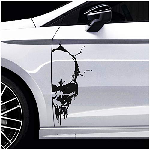 Skull Totenkopf Aufkleber Sticker Dekor Folie Autoaufkleber Tattoo für Auto LKW Wohnwagen K079 (Schwarz Glanz, 28x13 cm) von Finest Folia