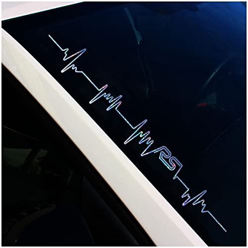 Frontscheibenaufkleber Schriftzug Herzschlag RS Aufkleber für Windschutzscheibe Heckscheibe Frontscheibe Auto Fahrzeug Dekor Sticker FS62 (Flakes Silber, Außenklebend) von Finest Folia