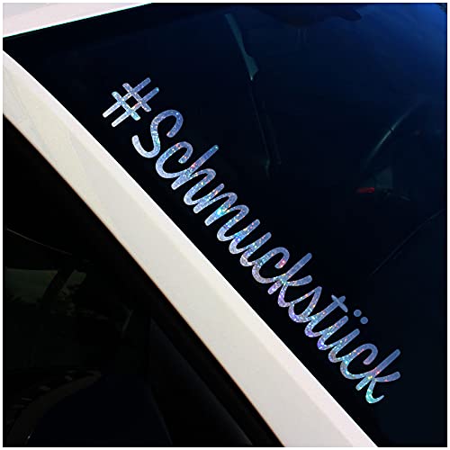 Frontscheibenaufkleber Schriftzug #Schmuckstück Aufkleber für Windschutzscheibe Heckscheibe Auto Fahrzeug Dekor Sticker Frontscheibe FS112 (Flakes Silber, Außenklebend) von Finest Folia