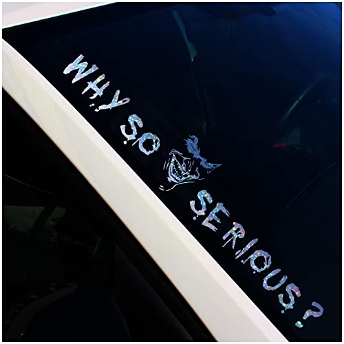 Frontscheibenaufkleber Schriftzug Why so serious? Joker Aufkleber für Windschutzscheibe Heckscheibe Frontscheibe Auto Fahrzeug Dekor Sticker FS56 (Flakes Silber, Außenklebend) von Finest Folia