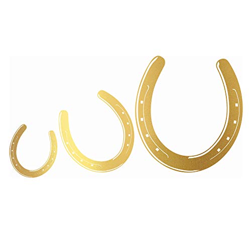 Hufeisen 3er Set Pferd Pony Aufkleber Sticker für Auto Autoaufkleber Dekor Huf Eisen Pferde Folie (K040 Gold) von Finest Folia