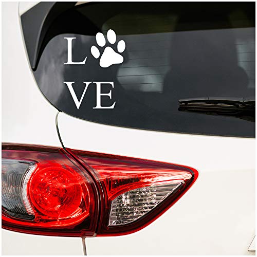 Hunde Liebe Aufkleber Love 10x13cm Sticker Hund Katze Tiere Folie für Auto Motorrad Wohnwagen Kfz Autoaufkleber Hundepfote Pfote Pfotenabdruck K056 (Weiß) von Finest Folia